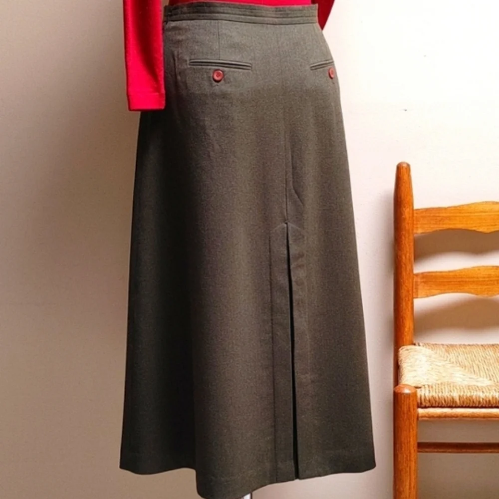 Vintage Talbots Long Green Fine Wool Riding Skirt 6 - Picture 5 of 17